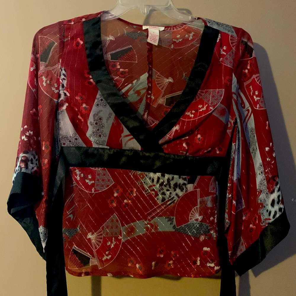 Candies Brand Sheer Top with Asian Theme